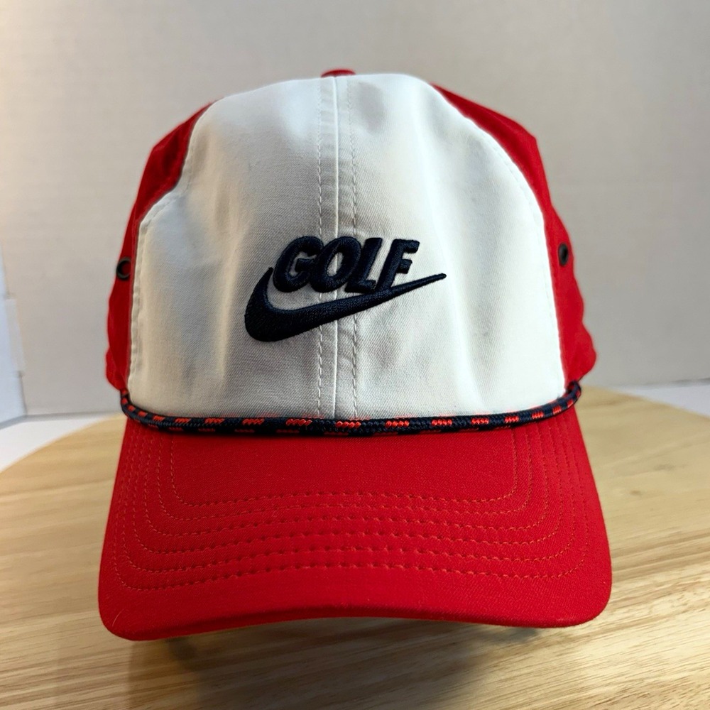 Nike Golf Classic99 Dri-FIT Red/White Colorblock Adjustable Logo Golf Hat OSFA